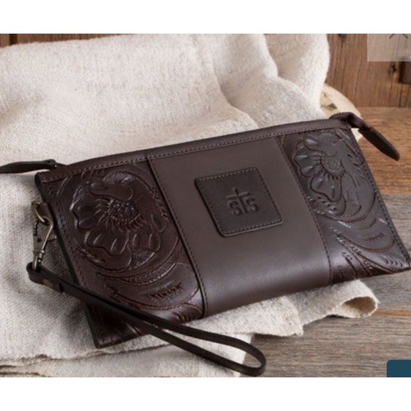 STS Ranchwear The Westward Clutch Genuine Cowhide Leather Western Tooled New Bag